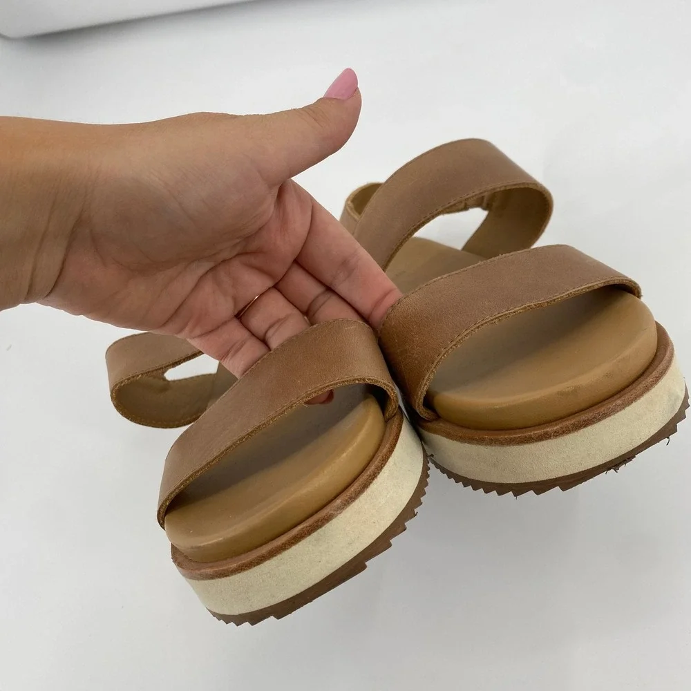 Nisolo Go-To Flatform Sandal Womens 6.5 Brown Leather Ankle Strap